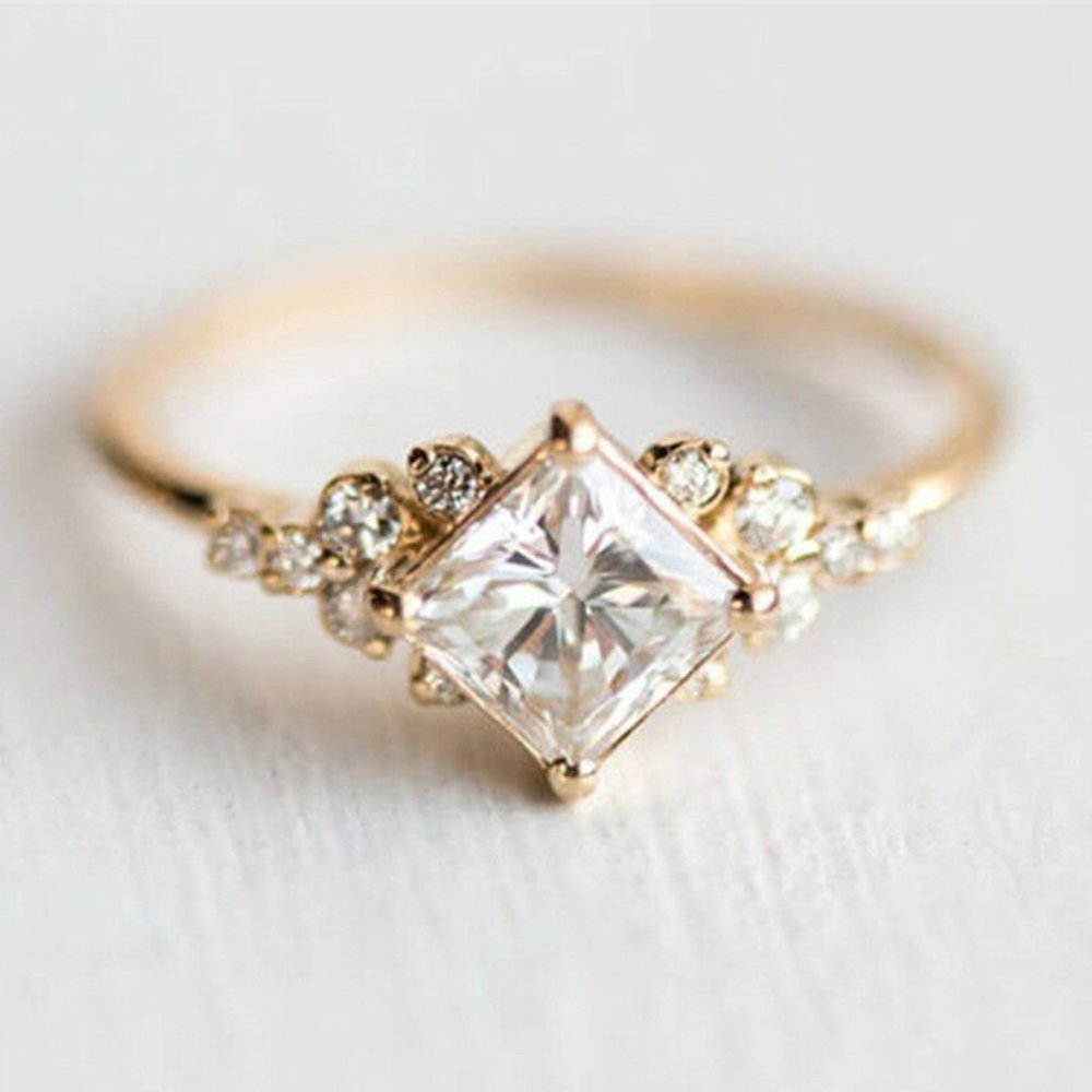 New Gorgeous Bridgeton Regency 18k Gold Over 925 Silver Diamond Ring